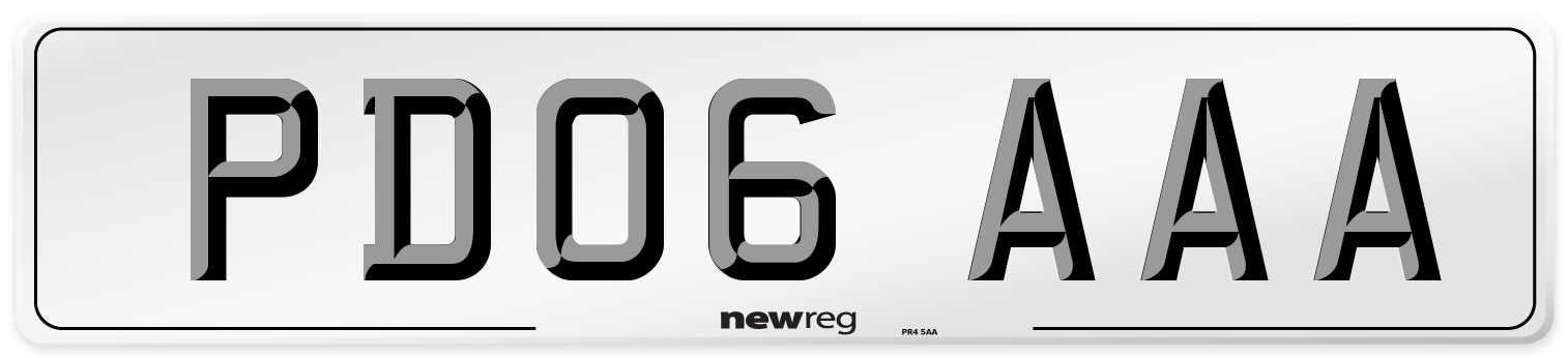 PD06 AAA Number Plate from New Reg